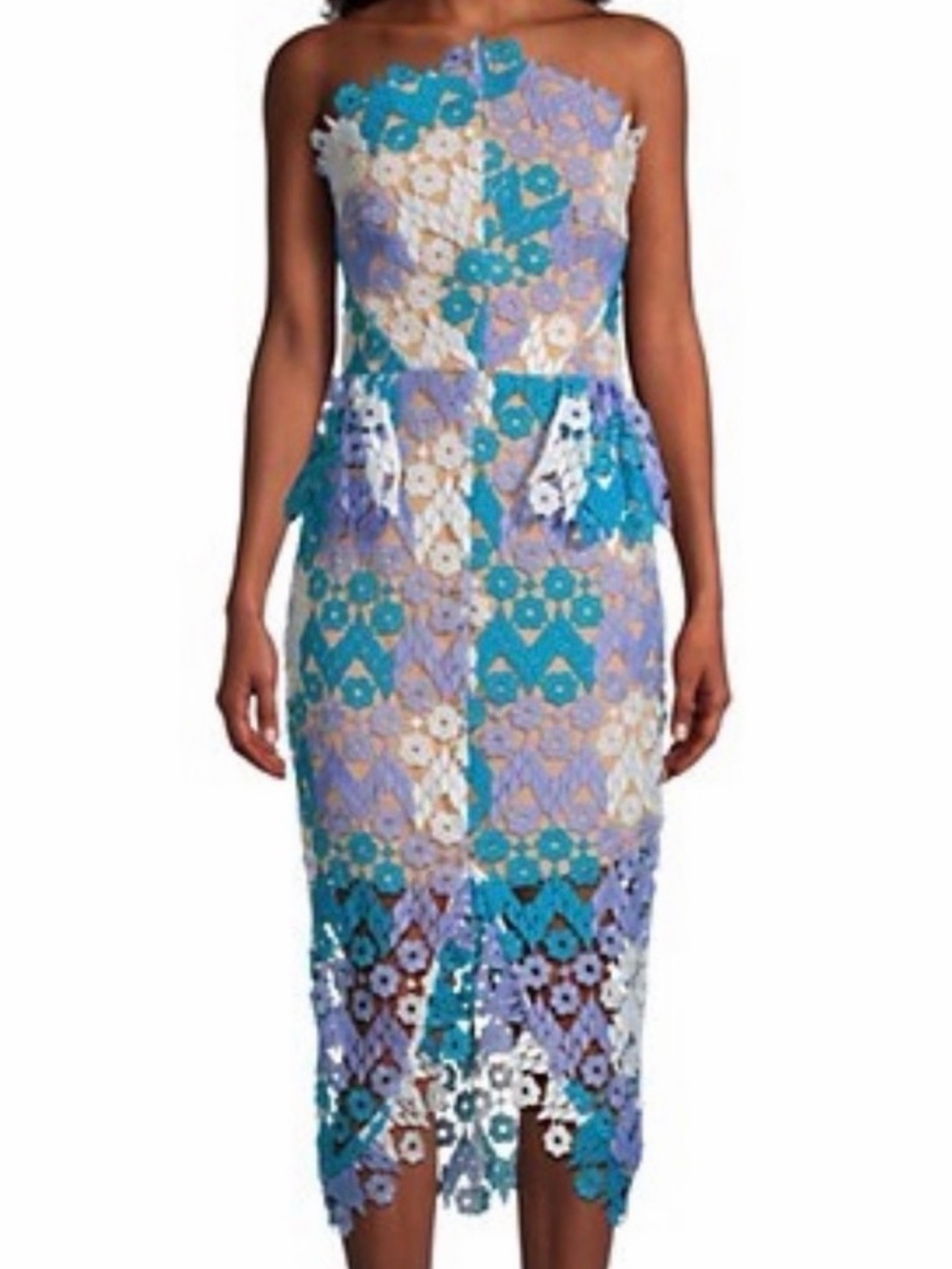 NWT Elliatt Optics Dress Medium | 3D Floral Lace Midi Dress Multi Color